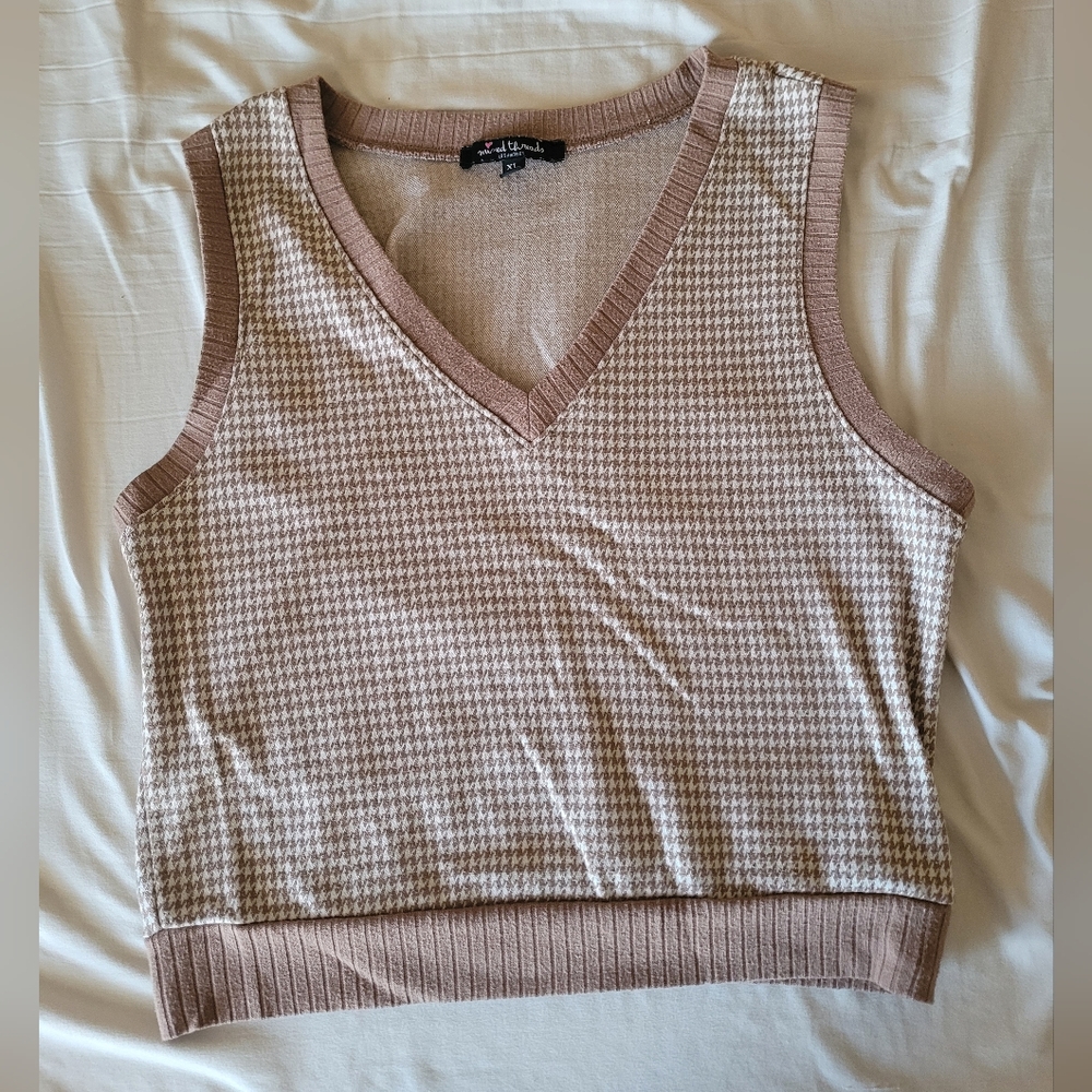 Women's Houndstooth Sleeveless Top XL Junior